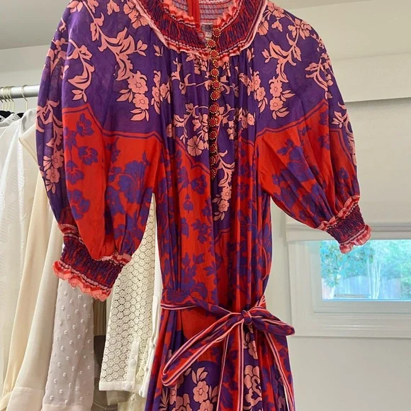 Elegant Purple and Red Floral Dress - Picture 3 of 8